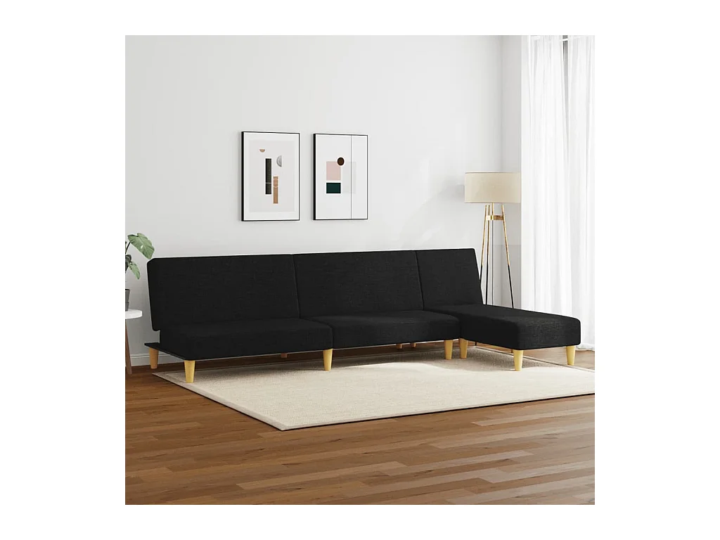 Ensemble de canapés 2 pièces noir tissu