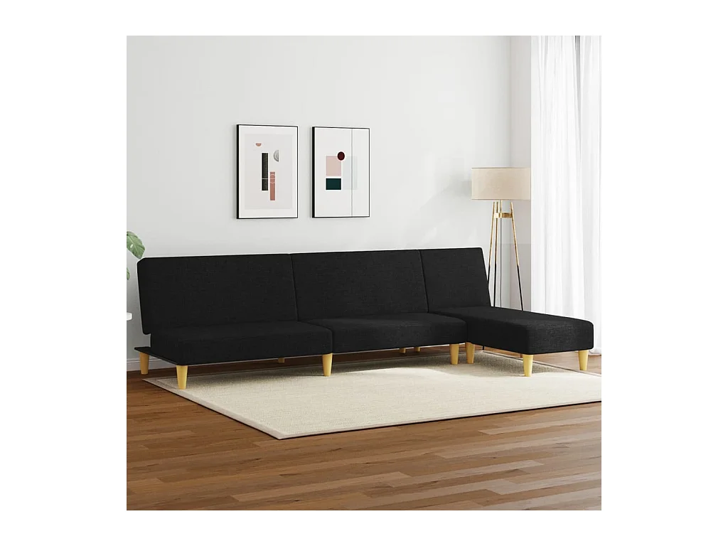 Ensemble de canapés 2 pièces noir tissu