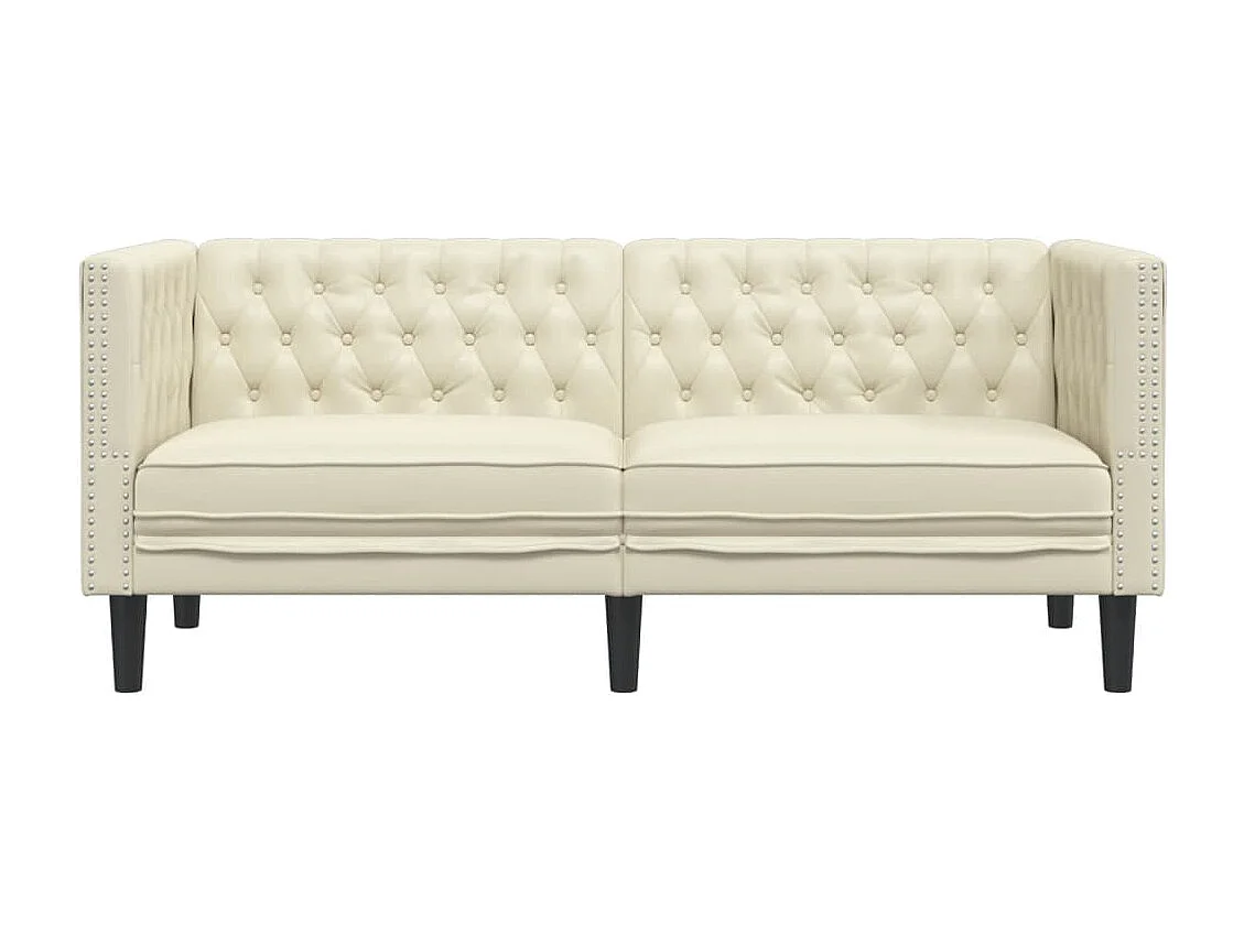 Tweezitsbank Chesterfield-stijl kunstleer crèmekleurig