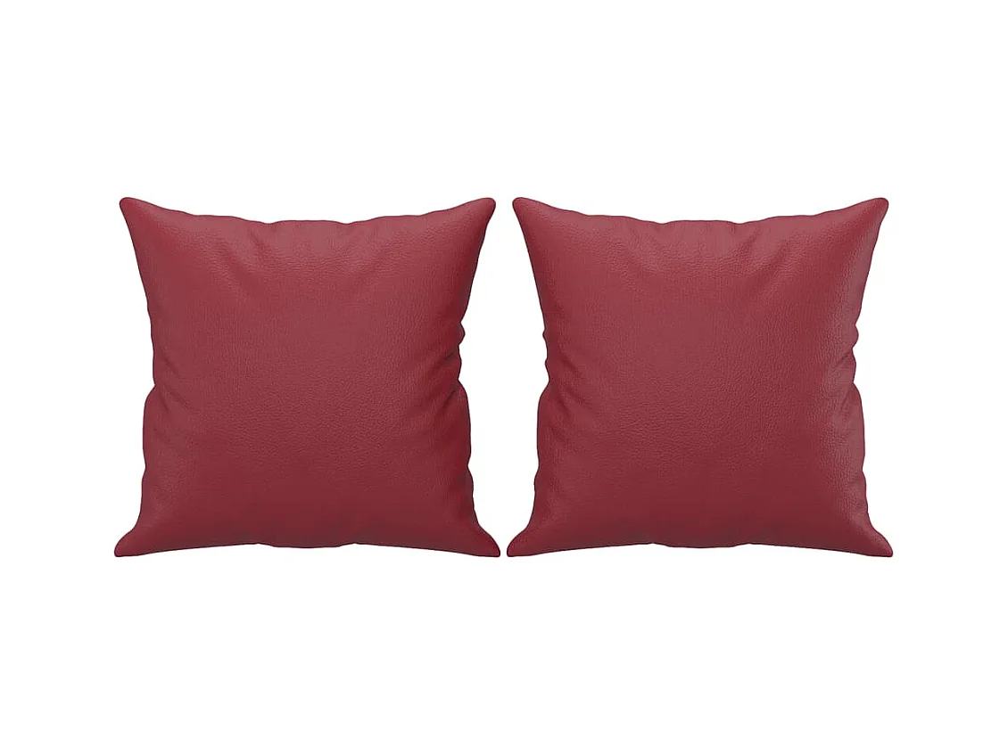Canapé 2 places avec oreillers bordeaux 120 cm similicuir