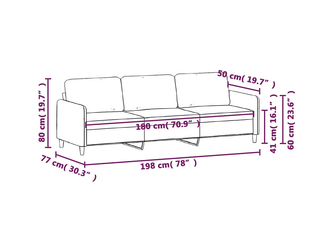 Canapé à 3 places Taupe 180 cm Tissu