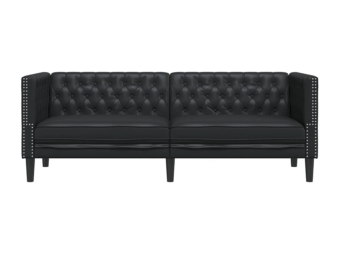Driezitsbank Chesterfield-stijl kunstleer zwart