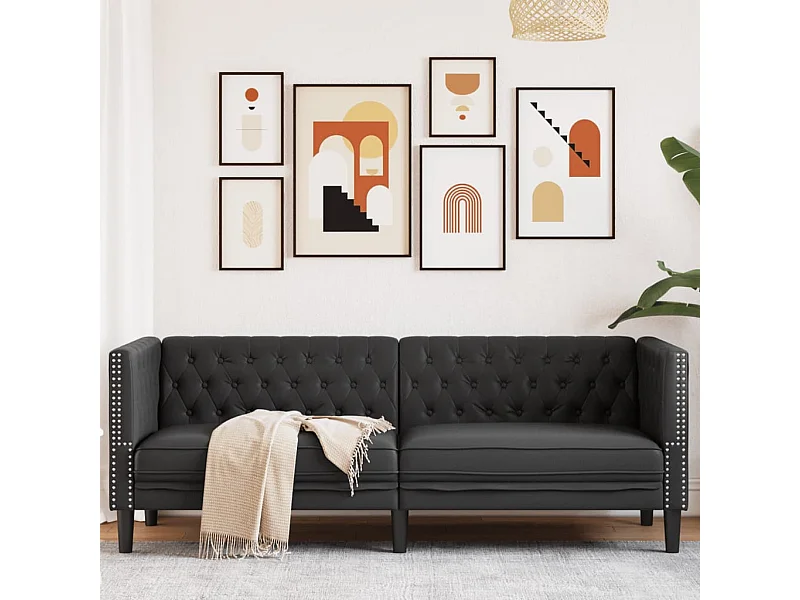 Driezitsbank Chesterfield-stijl kunstleer zwart