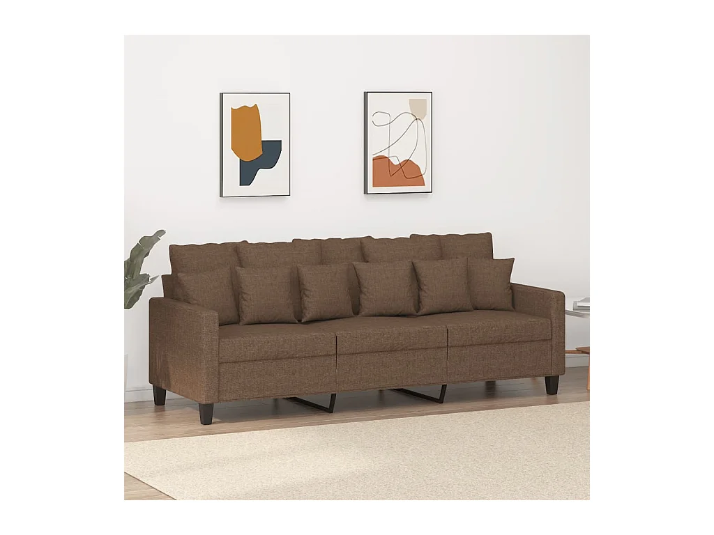 Sofá de 3 lugares tecido 180 cm castanho
