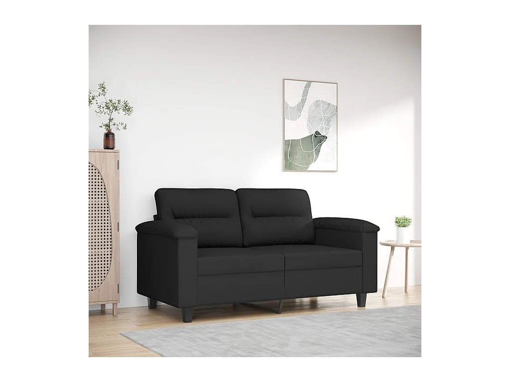 Canapé à 2 places Noir 120 cm Tissu microfibre