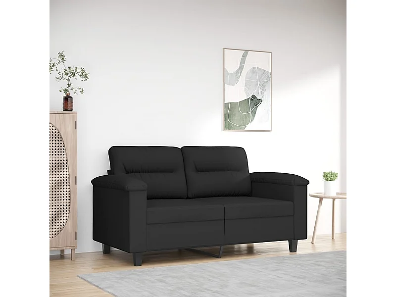 Sofá de 2 plazas de tela de microfibra negro 120 cm