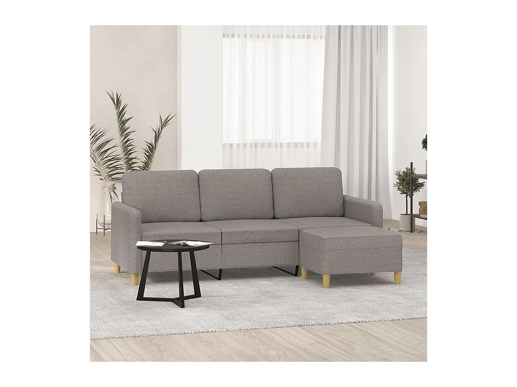 Canapé à 3 places avec repose-pieds Taupe 180 cm Tissu