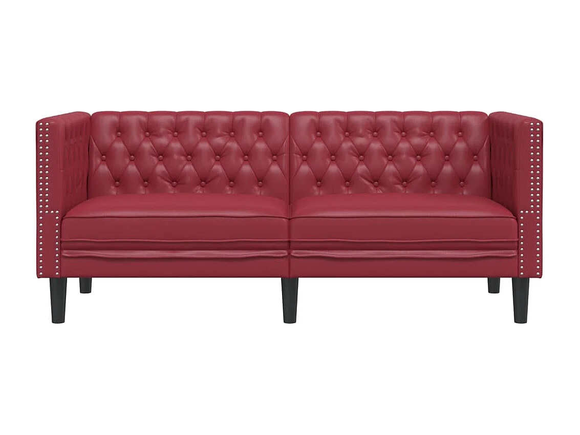 Canapé à 2 places Chesterfield rouge bordeaux similicuir