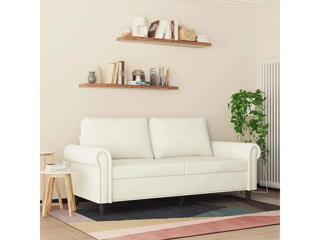Sofá de 2 lugares veludo 140 cm cor creme