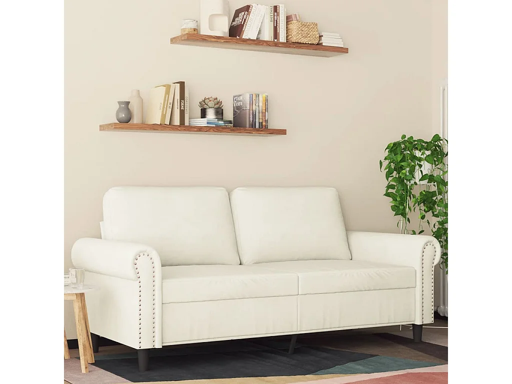 Sofá de 2 plazas terciopelo color crema 140 cm