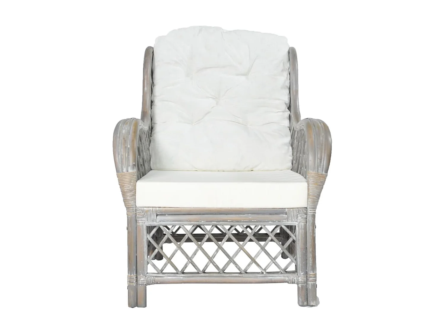 Canapé avec coussin Gris Rotin naturel et lin