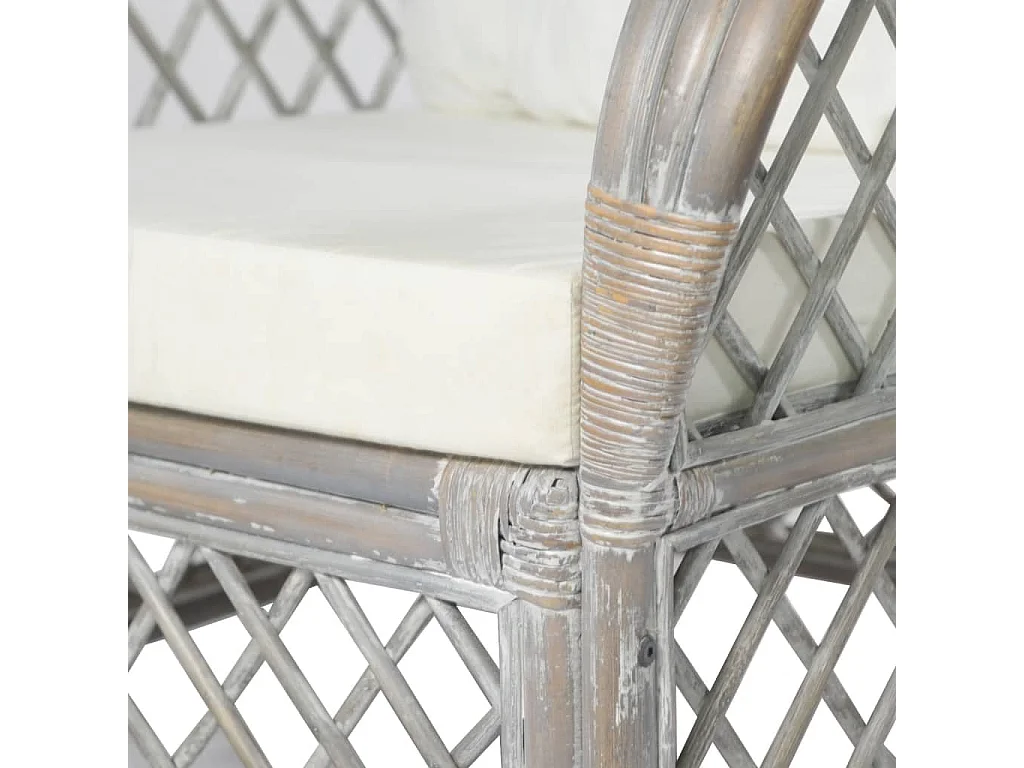 Canapé avec coussin Gris Rotin naturel et lin