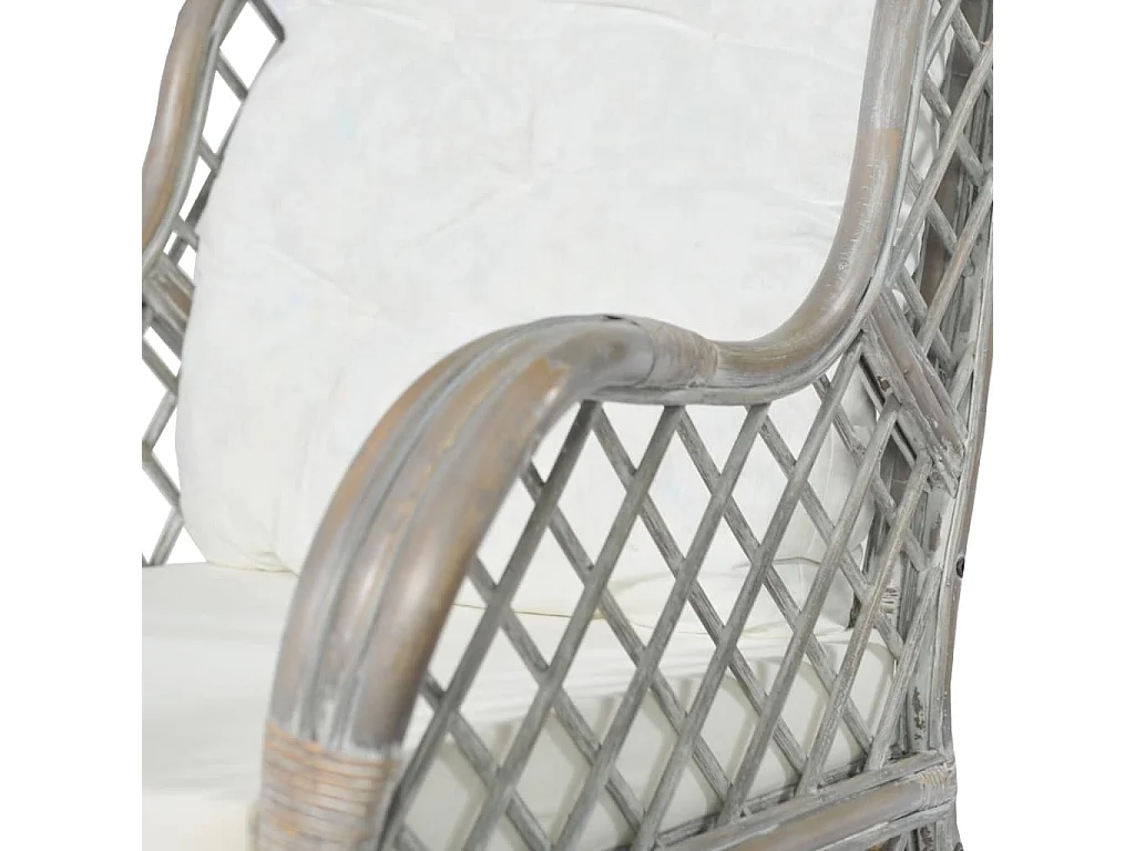 Canapé avec coussin Gris Rotin naturel et lin