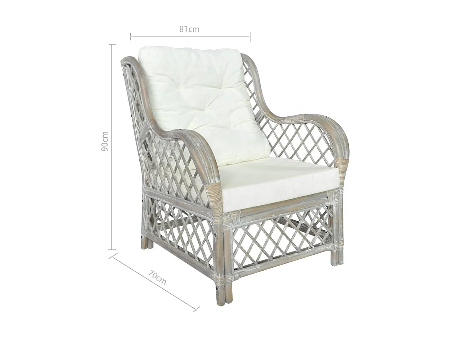 Canapé avec coussin Gris Rotin naturel et lin