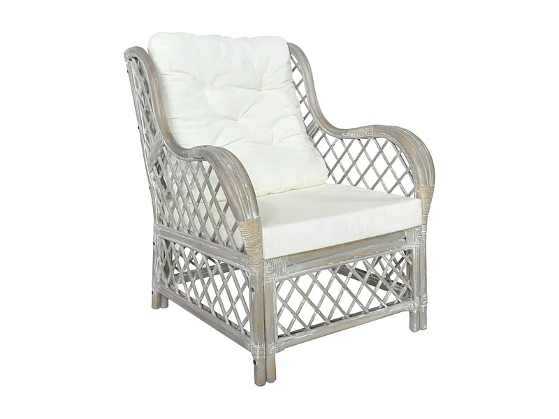 Canapé avec coussin Gris Rotin naturel et lin