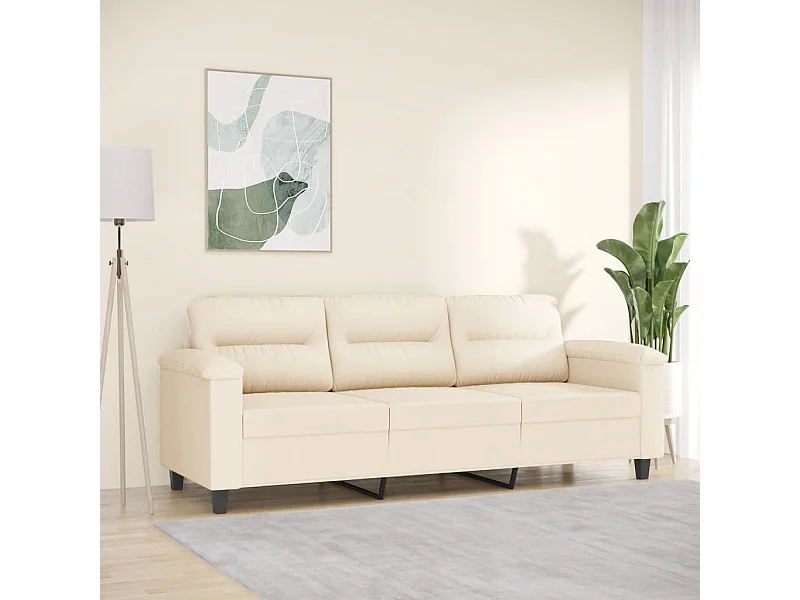 Canapé à 3 places Beige 180 cm Tissu microfibre
