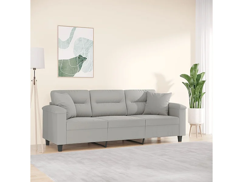 Canapé 3 places avec oreillers gris clair 180 cm