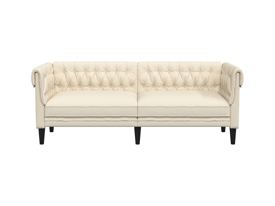 Canapé Chesterfield 3 places crème tissu