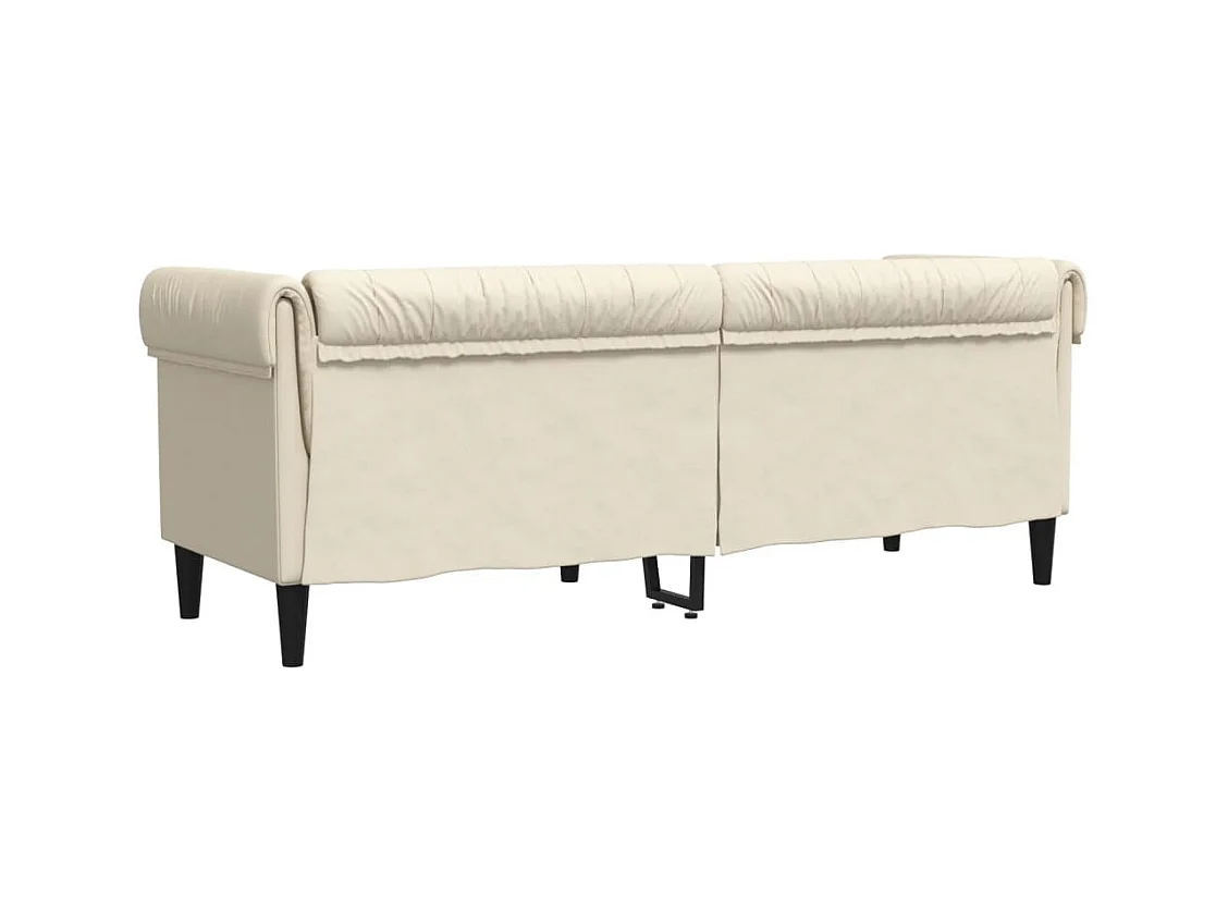 Canapé Chesterfield 3 places crème tissu
