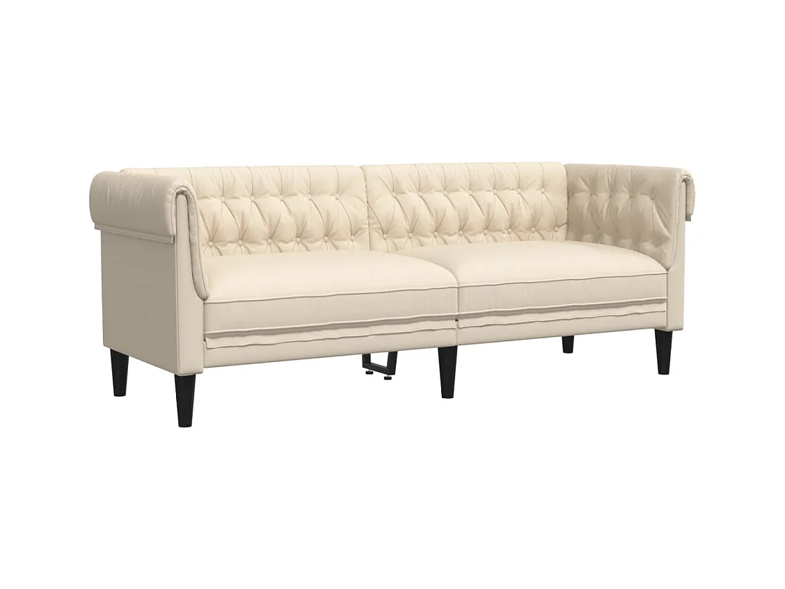 Canapé Chesterfield 3 places crème tissu