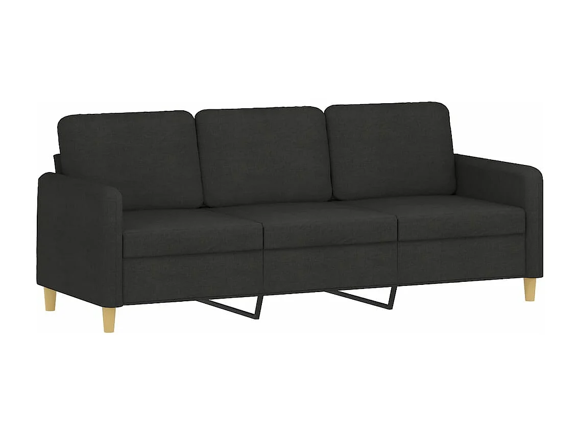 Canapé à 3 places avec repose-pieds Noir 180 cm Tissu