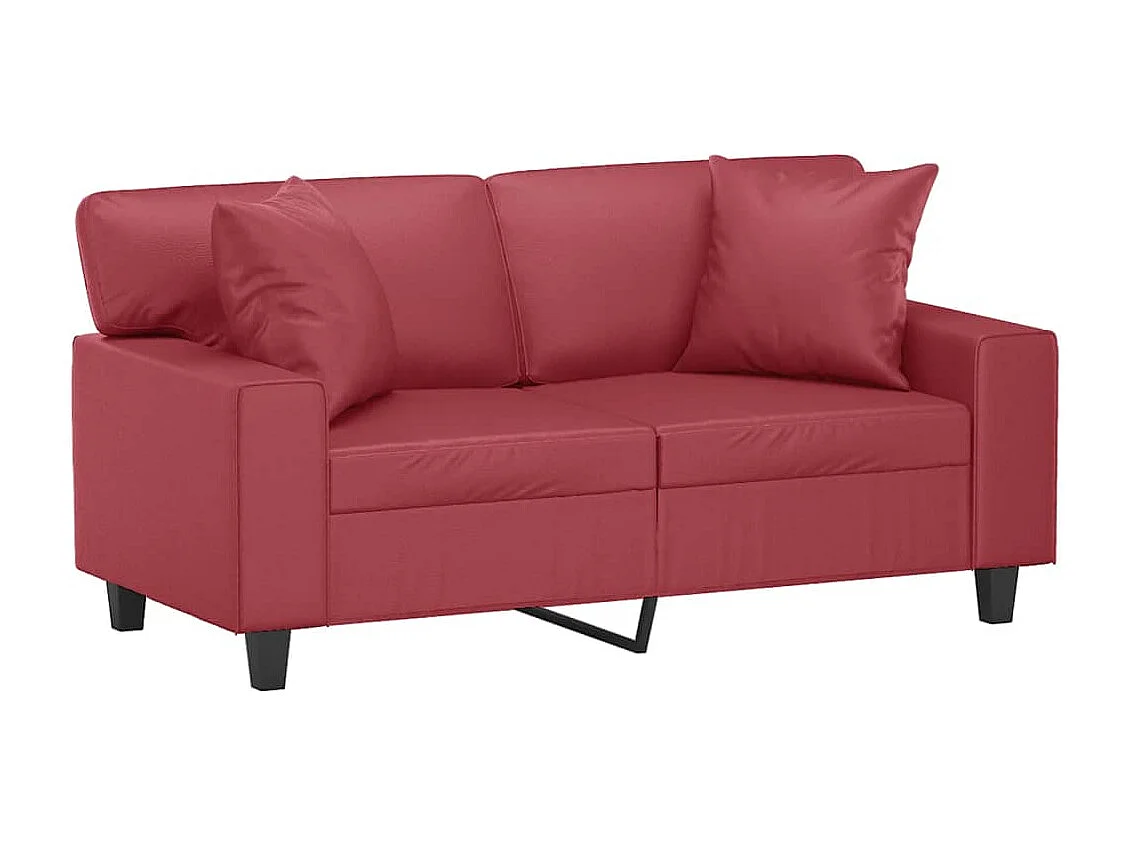 Sofá 2 lugares +almofadas 120cm couro artificial vermelho tinto