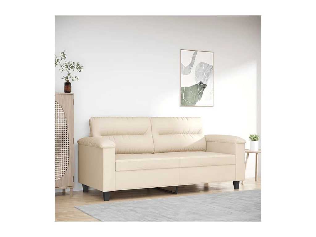 Canapé à 2 places Beige 140 cm Tissu microfibre
