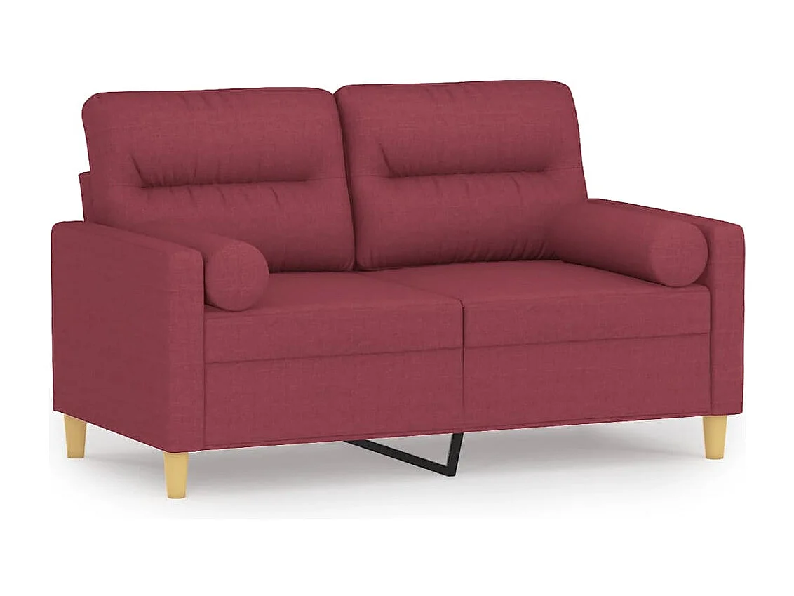Tweezitsbank met sierkussens 120 cm stof wijnrood