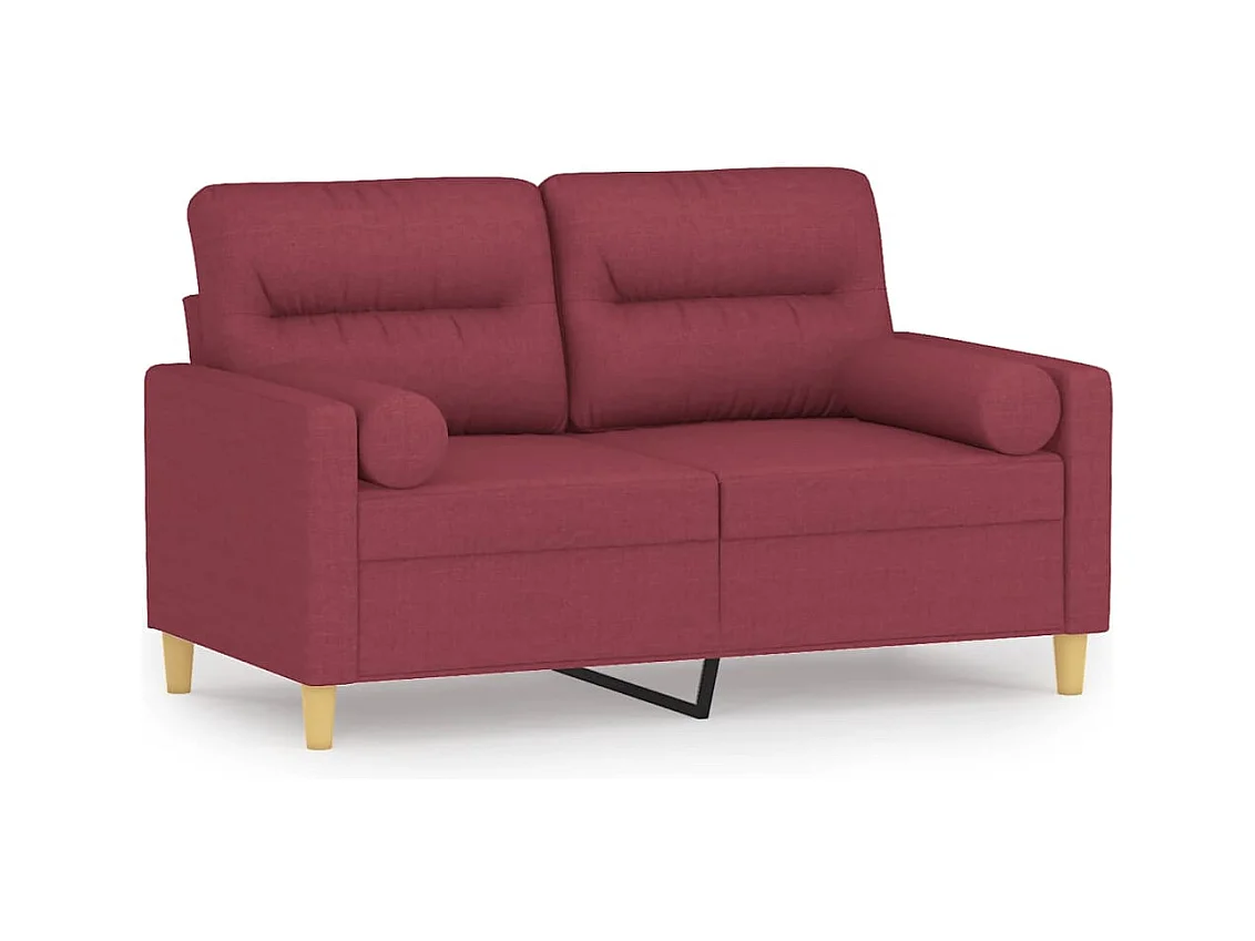 Canapé 2 places avec oreillers bordeaux 120 cm tissu