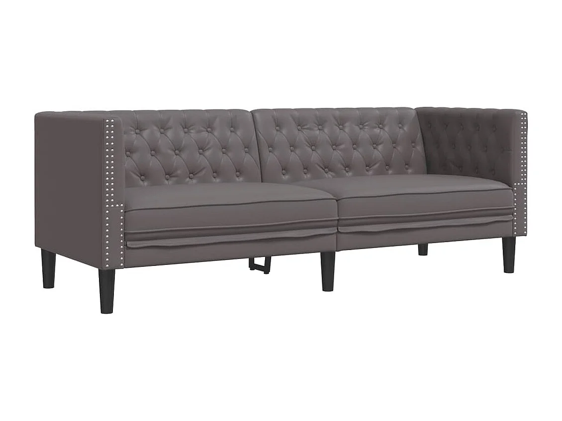 Driezitsbank Chesterfield-stijl kunstleer grijs