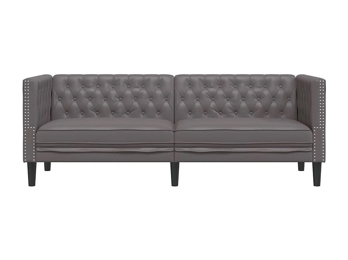 Driezitsbank Chesterfield-stijl kunstleer grijs