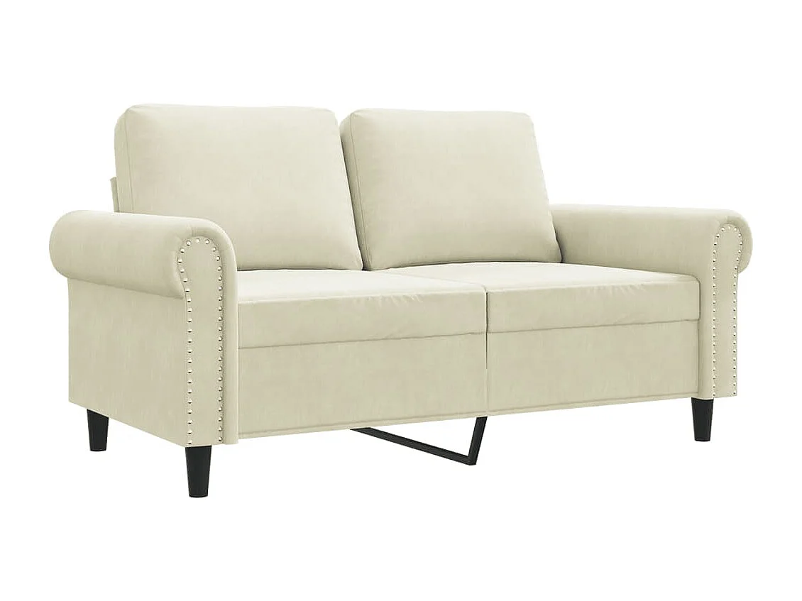 Sofá de 2 lugares veludo 120 cm cor creme