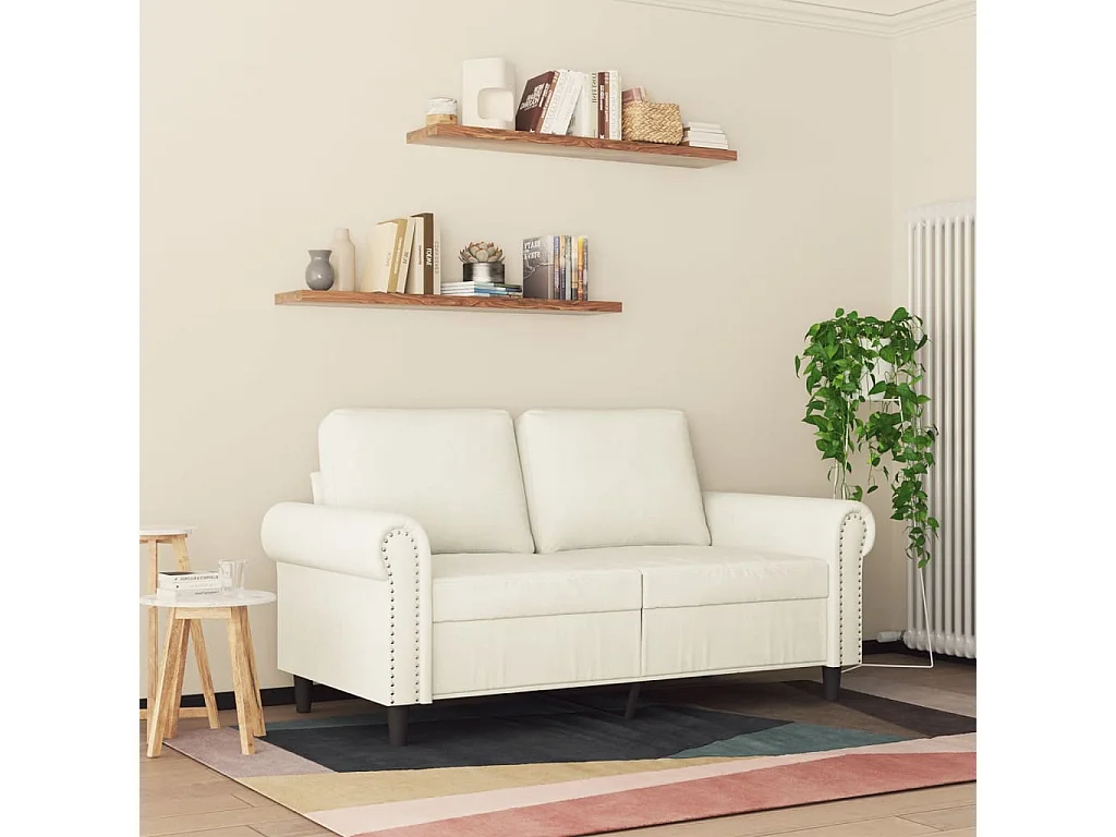 Sofá de 2 lugares veludo 120 cm cor creme