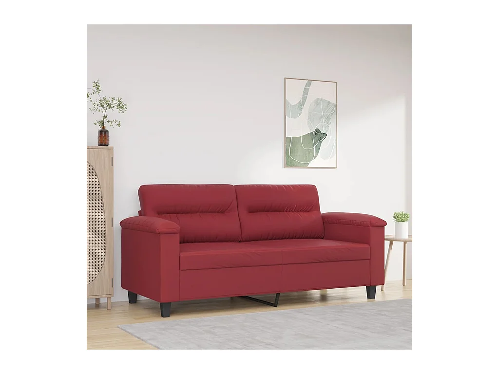 Canapé à 2 places Rouge bordeaux 140 cm Similicuir