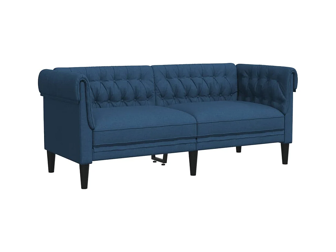 Canapé Chesterfield 2 places bleu tissu