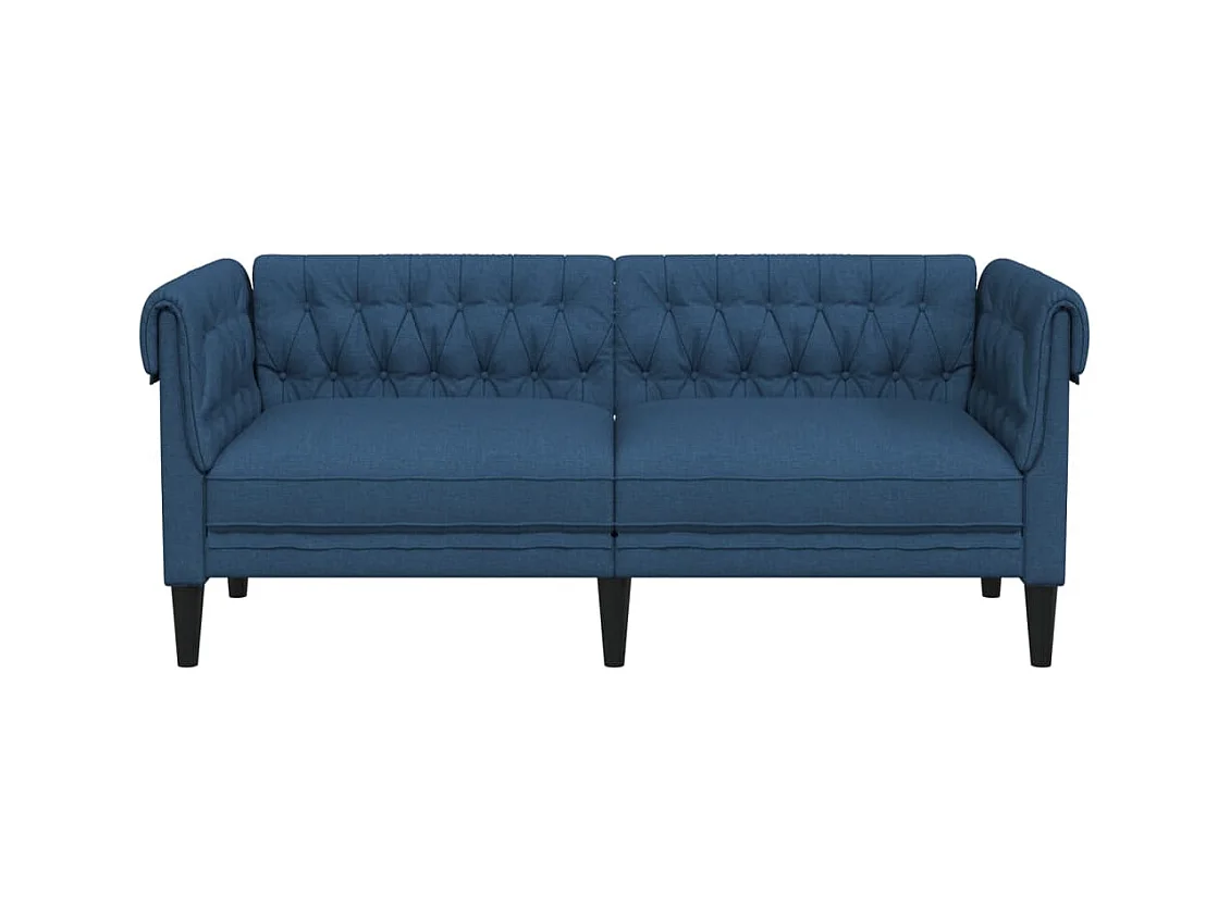 Canapé Chesterfield 2 places bleu tissu