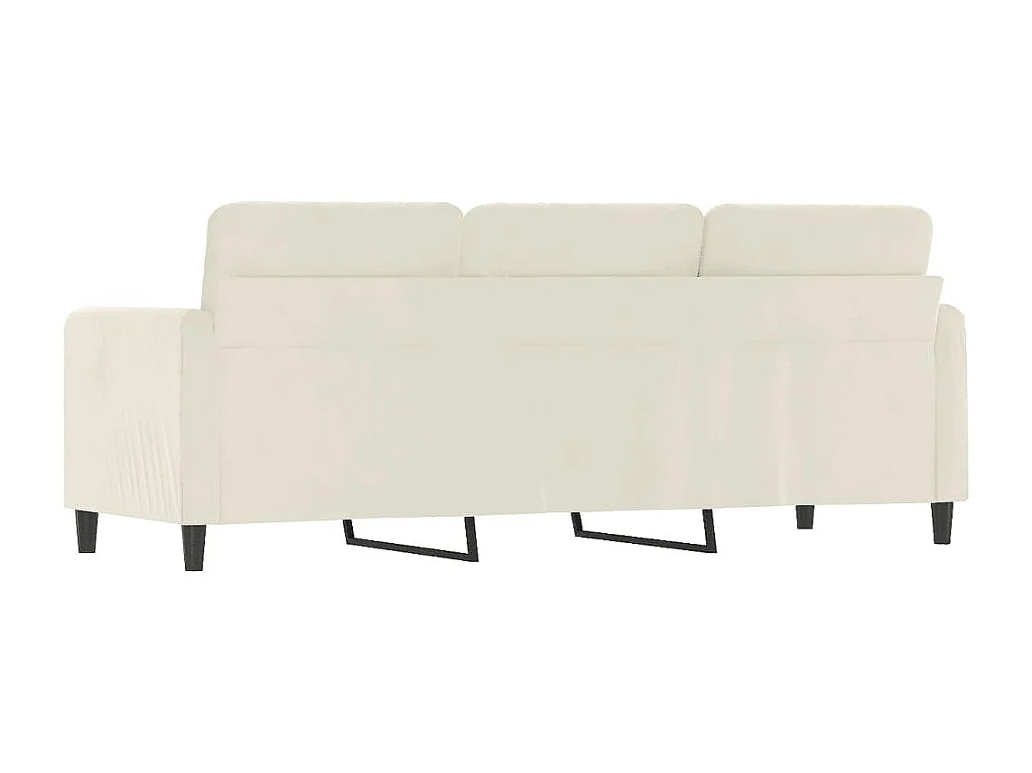 Driezitsbank 180 cm fluweel crèmekleurig