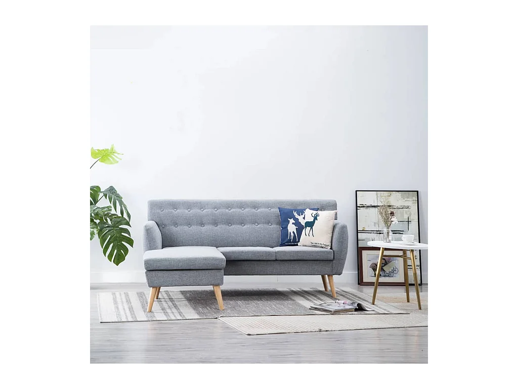 Canapé d'angle revêtement en tissu 171,5x138x81,5 cm gris clair