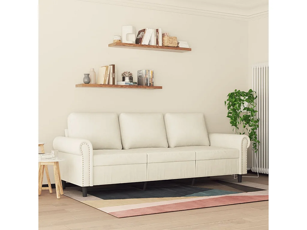 Canapé à 3 places Crème 180 cm Velours
