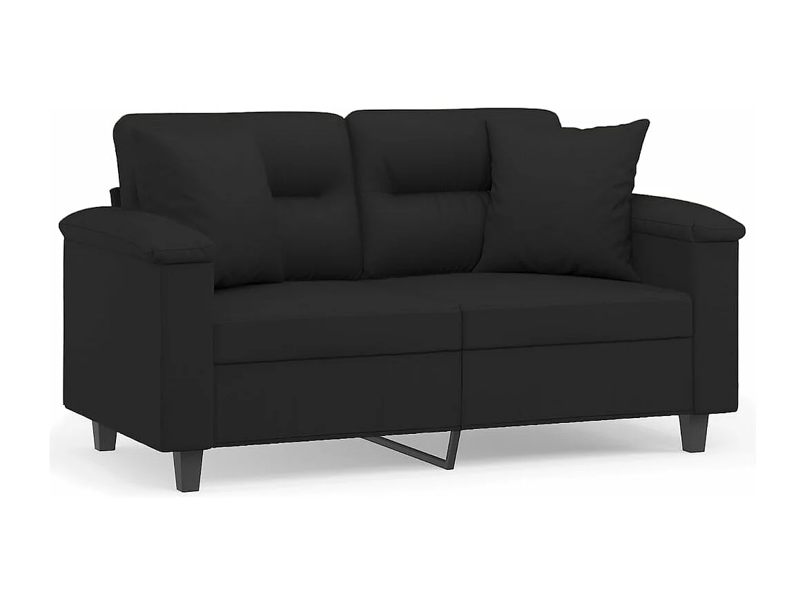 Sofá de 2 plazas con cojines tela de microfibra negro 120 cm