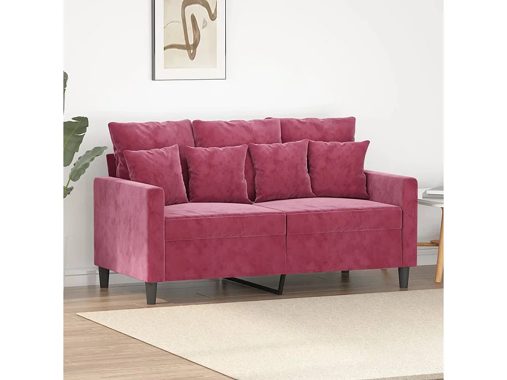 Tweezitsbank 120 cm fluweel wijnrood
