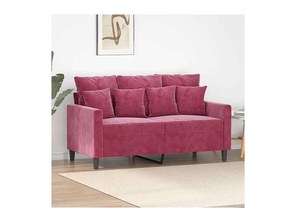 Canapé à 2 places Rouge bordeaux 120 cm Velours
