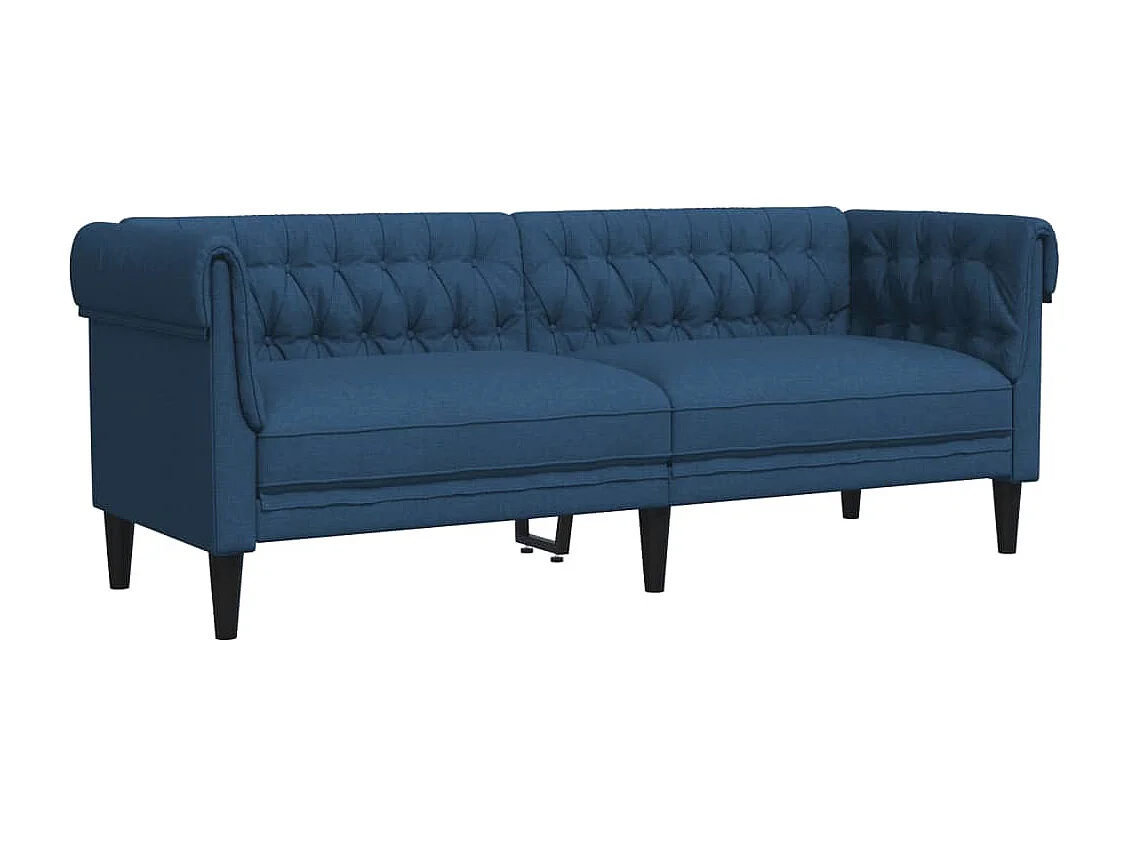 Canapé Chesterfield 3 places bleu tissu