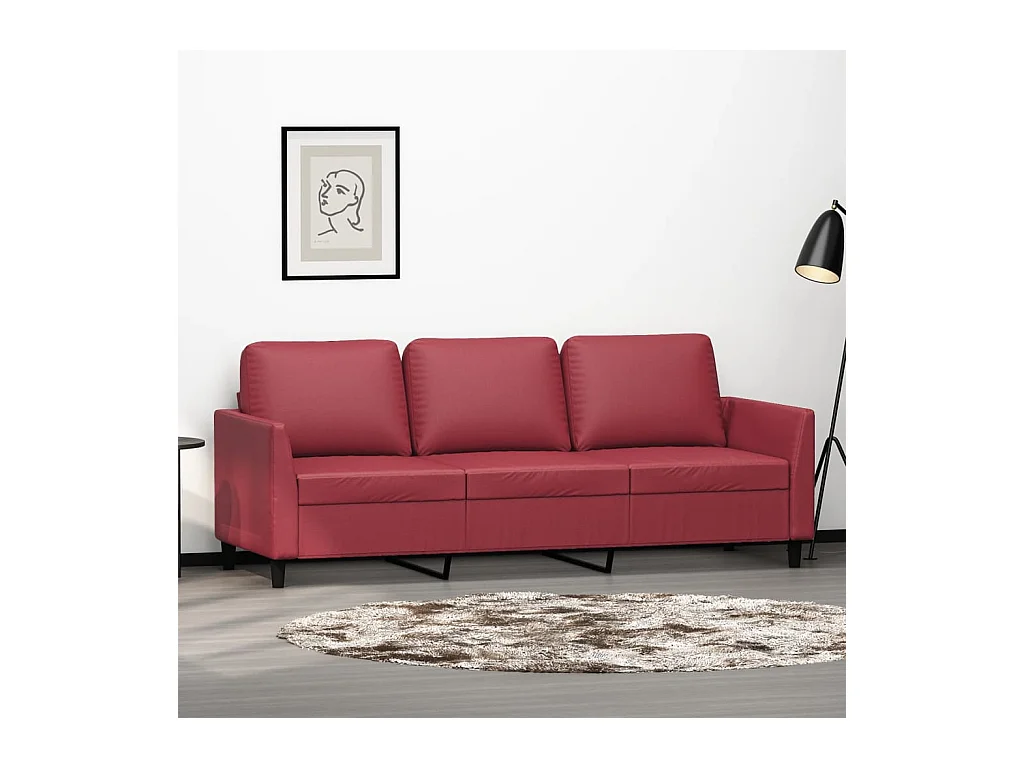 Canapé à 3 places Rouge bordeaux 180 cm Similicuir