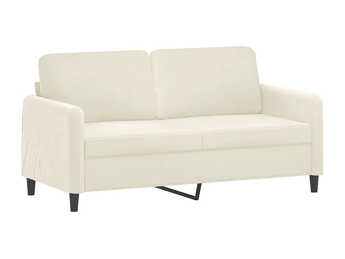 Tweezitsbank met sierkussens 140 cm fluweel crèmekleurig