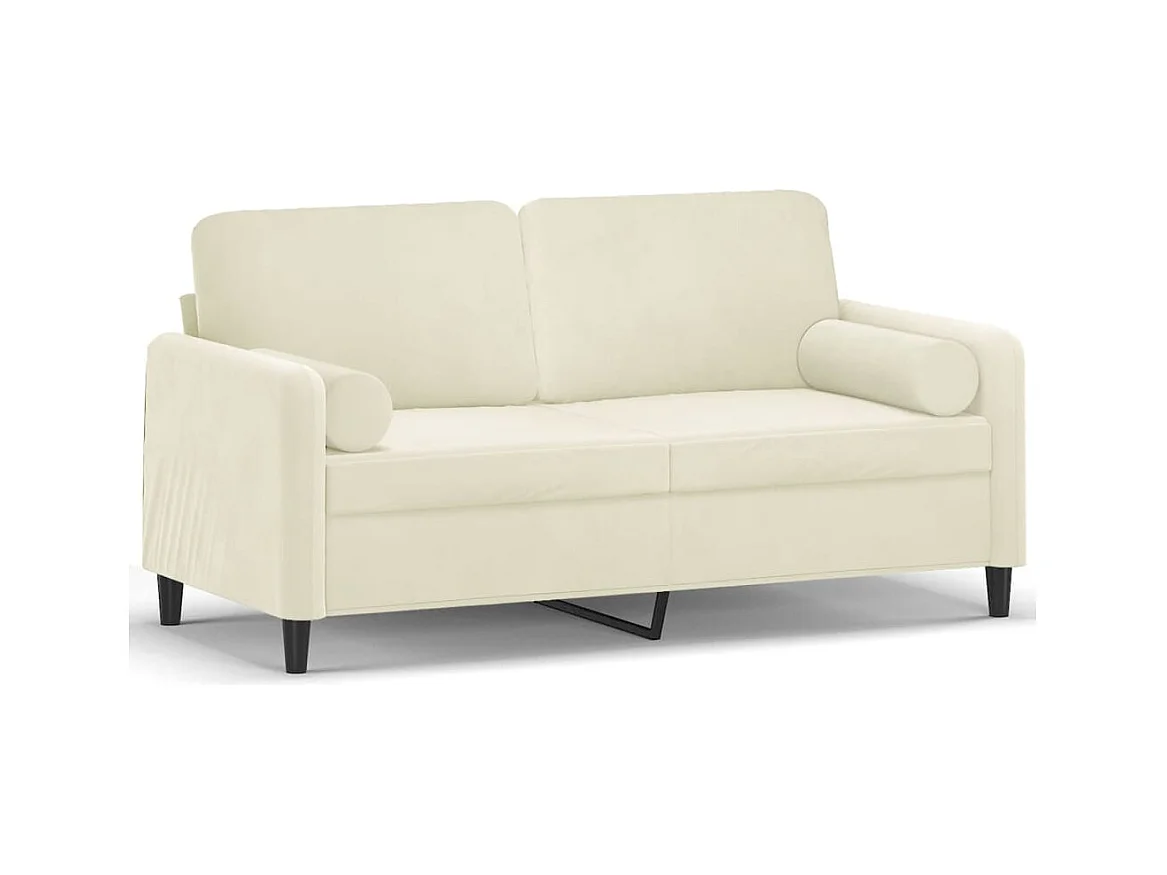 Canapé 2 places avec oreillers décoratifs crème 140 cm velours