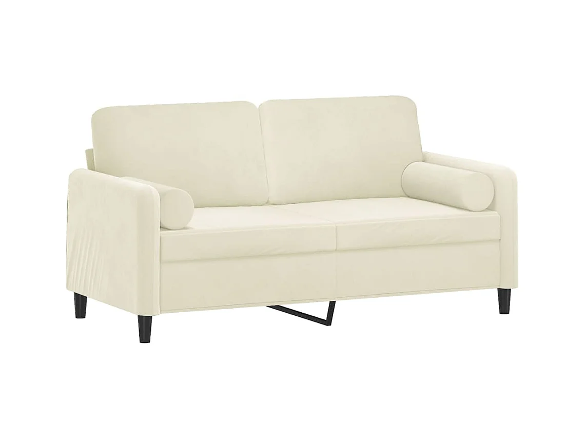 Canapé 2 places avec oreillers décoratifs crème 140 cm velours