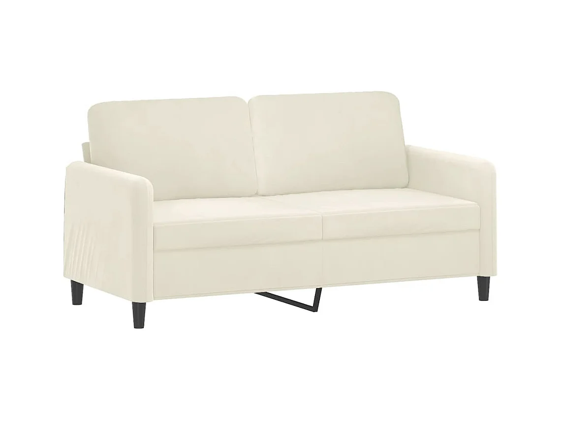 Canapé 2 places avec oreillers décoratifs crème 140 cm velours