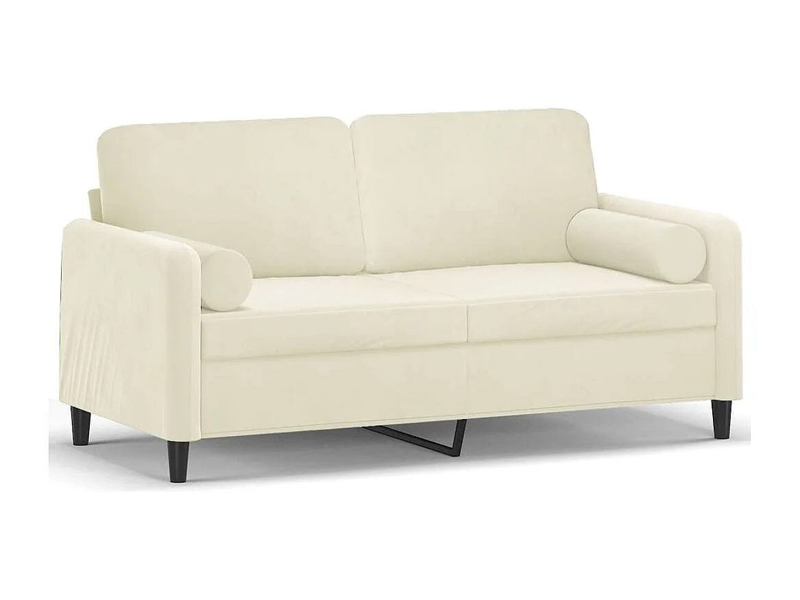 Canapé 2 places avec oreillers décoratifs crème 140 cm velours