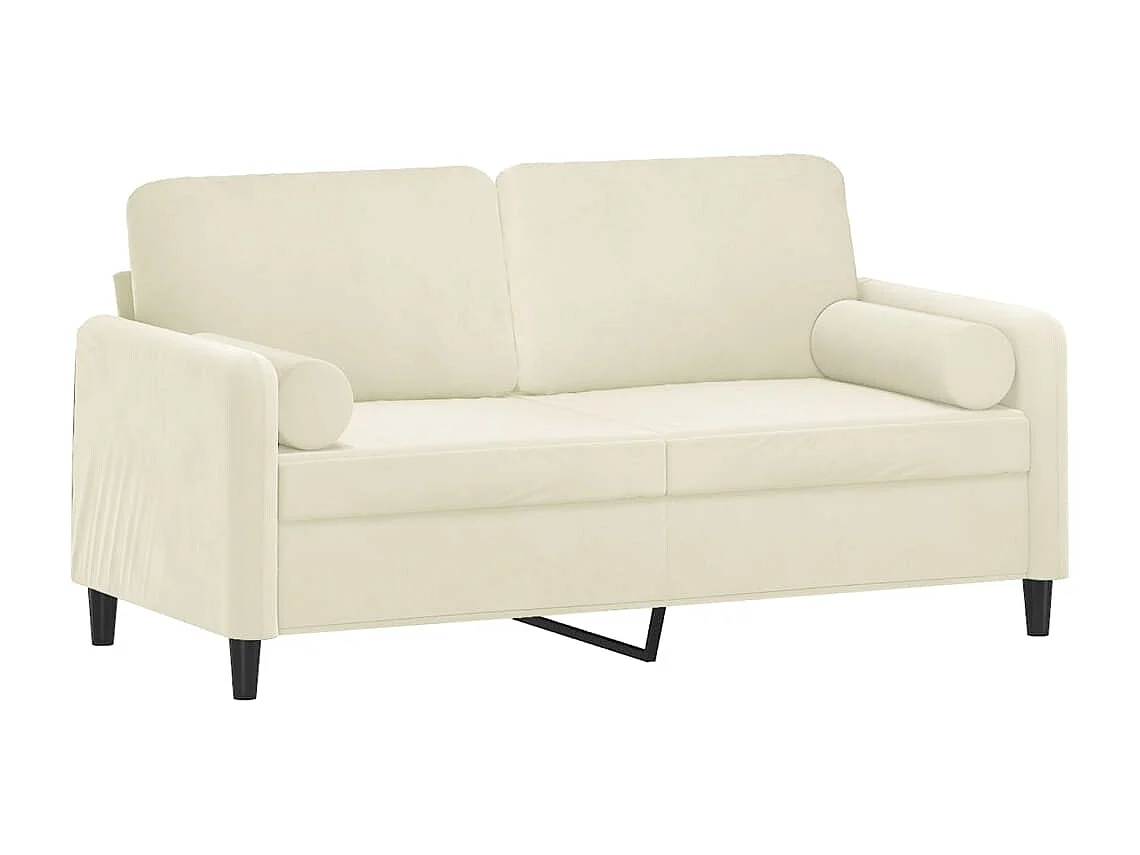Canapé 2 places avec oreillers décoratifs crème 140 cm velours